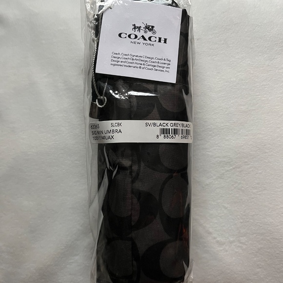 NWT Coach Black and Graphite Mini Umbrella - Picture 3 of 6